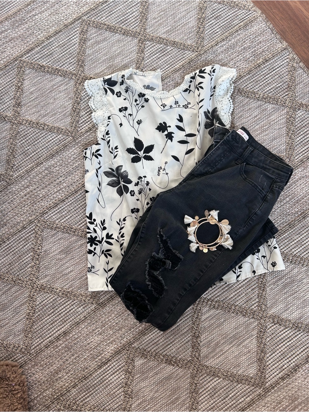 SO Black Distressed Skinny Jeans with Embellished Detail